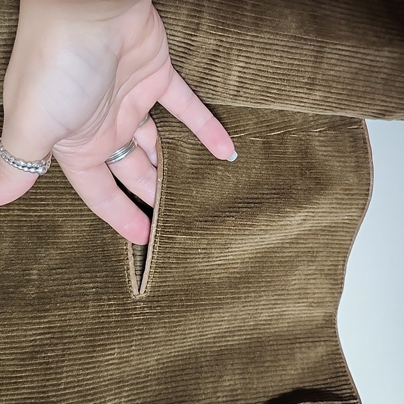 Sasson Vintage One  Button Cotton Corduroy Blazer Brown Pockets Lt brown piping - Picture 4 of 13